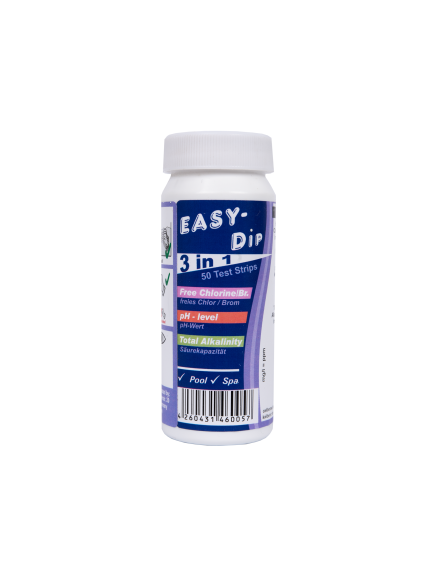 Vandens testavimo juostelės Easy-Dip 3 in 1, PH/CL/BR/Šarmingumui tirti