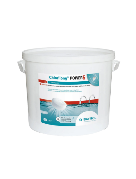 Lėto tirpimo  daugiafunkcinės chloro tabletės Chlorilong Power 5, 5kg